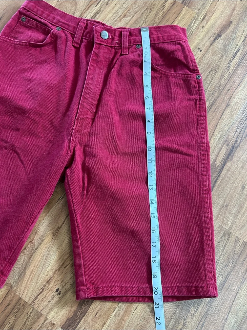 Vintage USA Burgundy Long Baggy Oversized Denim Shorts Women’s Size 31